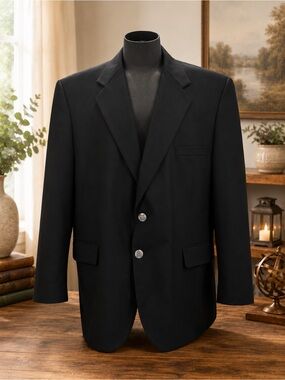 Bert Pulitzer Black Wool Blend Blazer Silver Crest Buttons (SJ4)